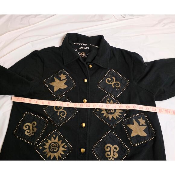 Vintage Country Wear 2000 Black Gold Patchwork Button Up Jacket Women's Size L . - Picture 4 of 6